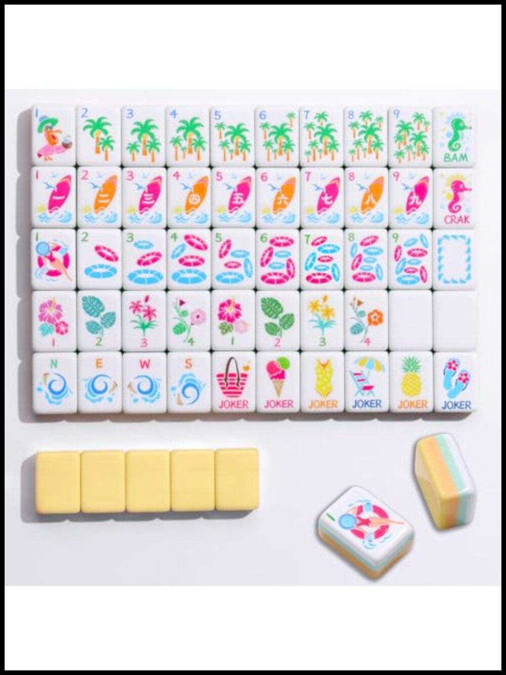 American Mahjong Set 160 Yellow Acrylic Engraved Tiles with Bag & Accessories
